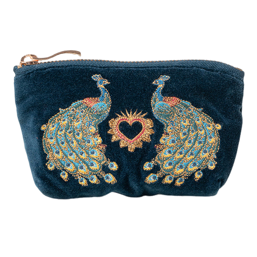 Elizabeth Scarlett Peacock Floral Velvet Coin Purse