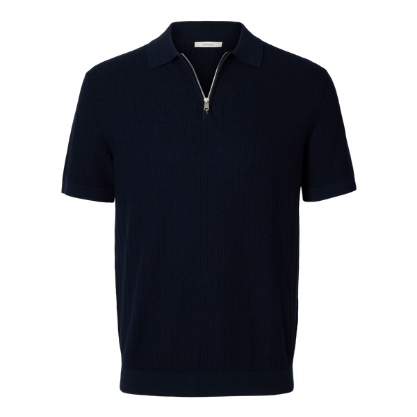Selected Cran Short Sleeve Knit Structure Zip Polo