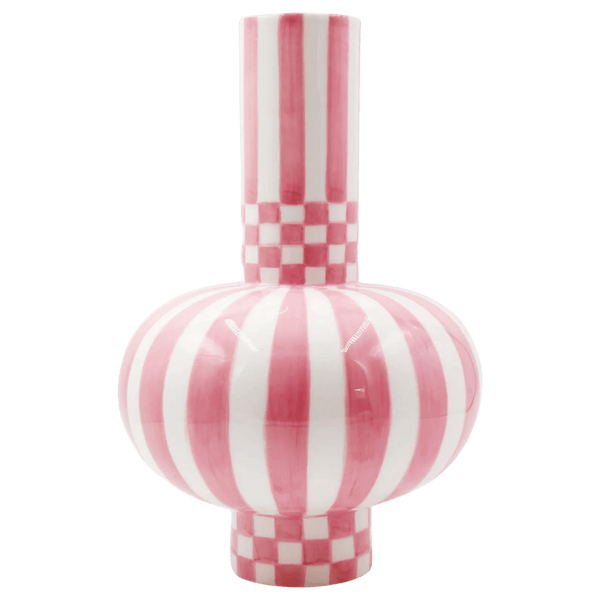 Qué Rico Gabriel Vase - Pink Squares and Stripes