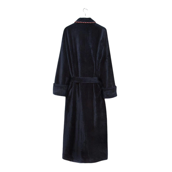 Bown of London Earl Velour Piping Dressing Gown for Men in Navy