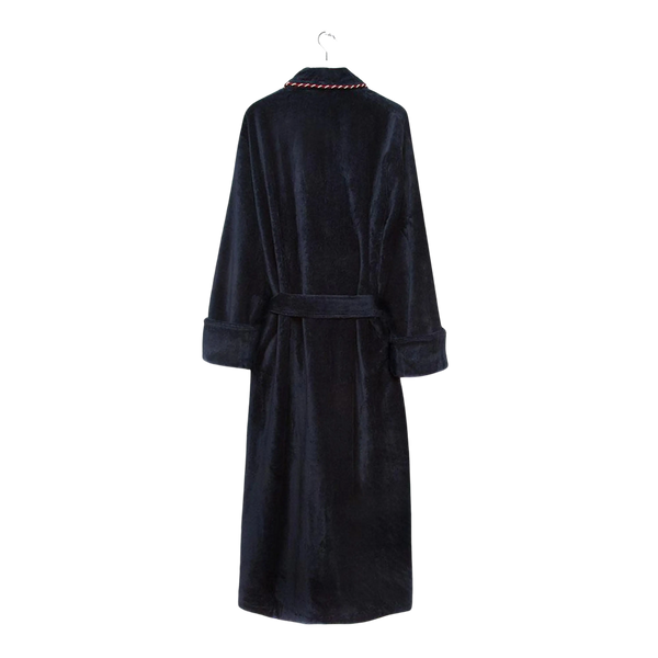 Bown of London Earl Velour Piping Dressing Gown in Navy