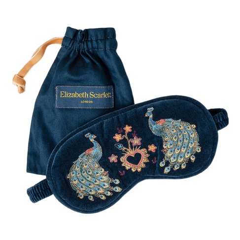 Elizabeth Scarlett Peacock Floral Velvet Eye Mask