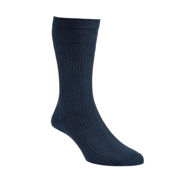 HJ Hall Cotton Softop Socks in Navy