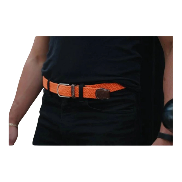 Swole Panda Recycled Woven Belt for Men in Tangerine Orange