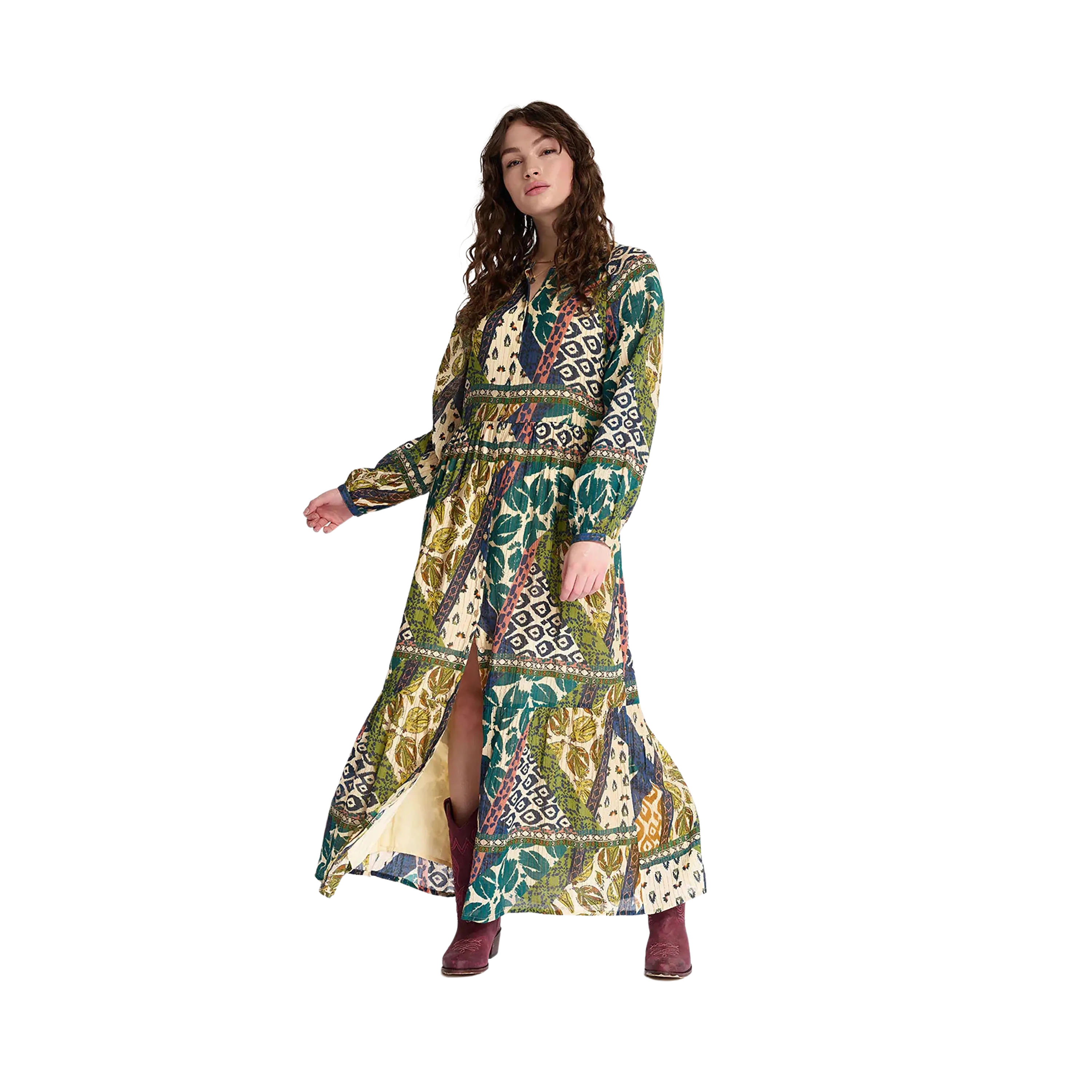 Pom Amsterdam Mae Eclectic Tribal Print Maxi Dress Coes