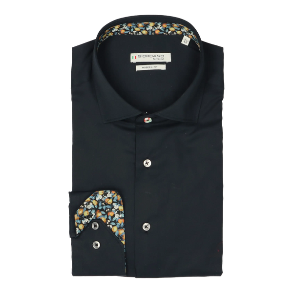 Giordano Long Sleeve Plain Shirt With Liberty Print Trim