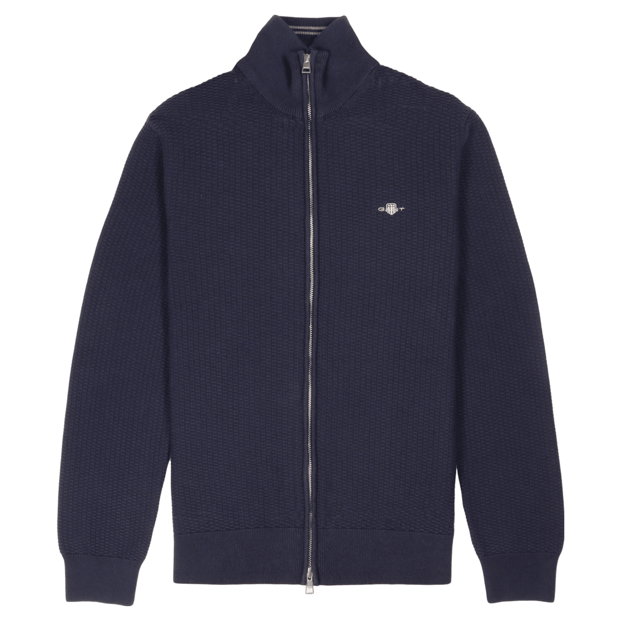 GANT Cotton Micro Textured Zip Cardigan - Main Image