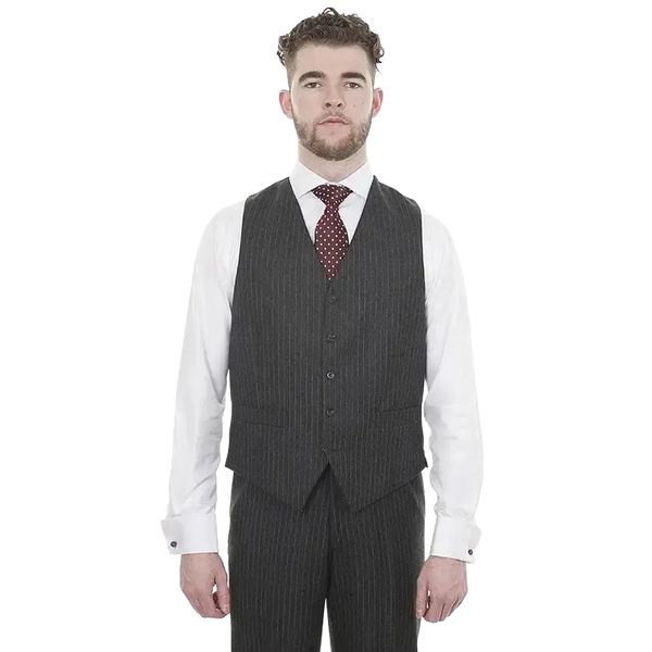 The Label Classic Fit Wool Suit Waistcoat for Men in Charcoal Stripe
