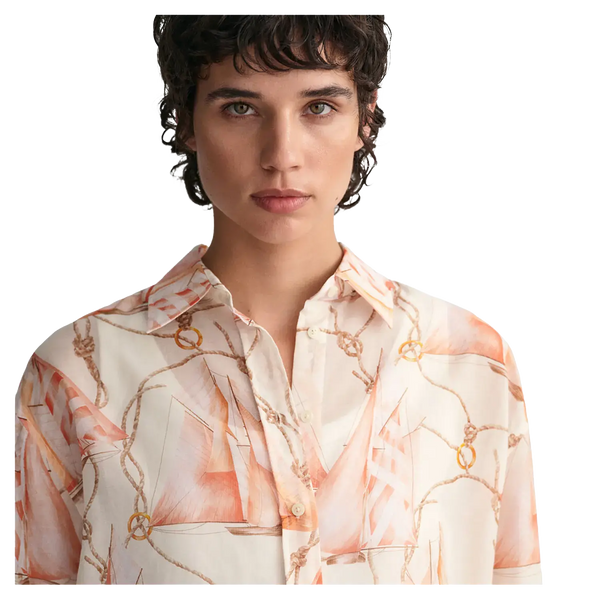 GANT Relaxed Fit Sailing Print Cotton Silk Shirt for Women