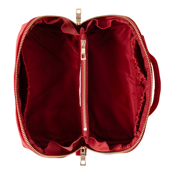 Elizabeth Scarlett Lobster Velvet Open Flat Makeup Bag