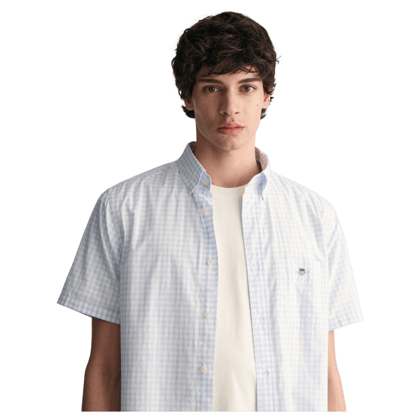 GANT Regular Fit Poplin Gingham Short Sleeve Shirt for Men