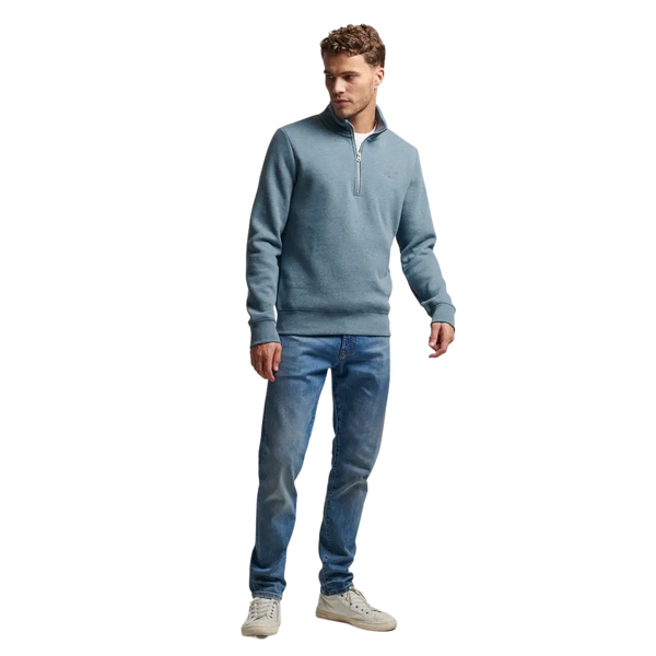 Superdry Vintage Logo Embroidered Henley Zip Sweatshirt for Men