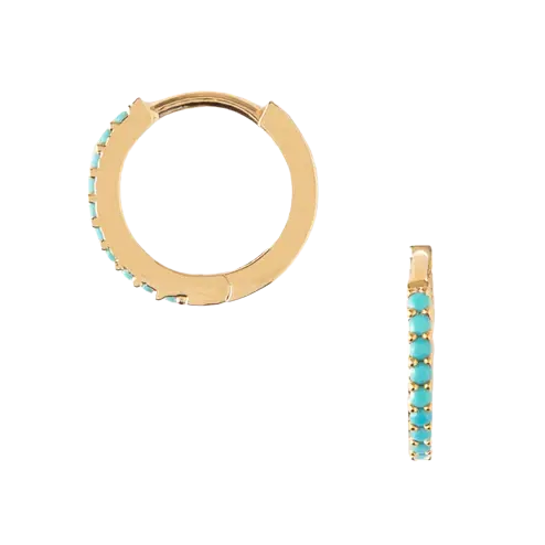 Orelia Jewellery Mini Turquoise Pavé Huggie Hoop Earrings