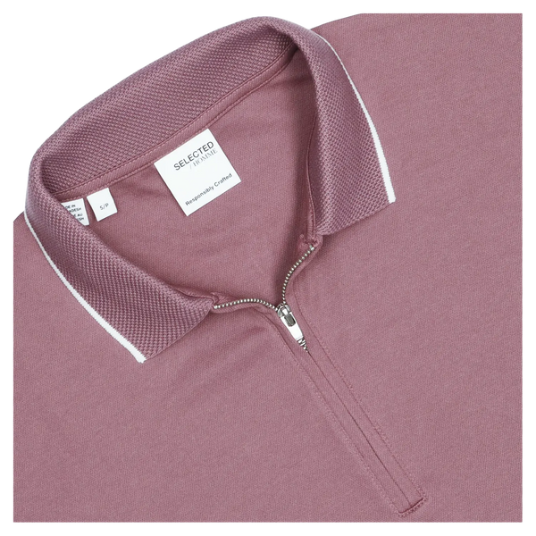 Selected Figo Zip Short Sleeve Polo for Men