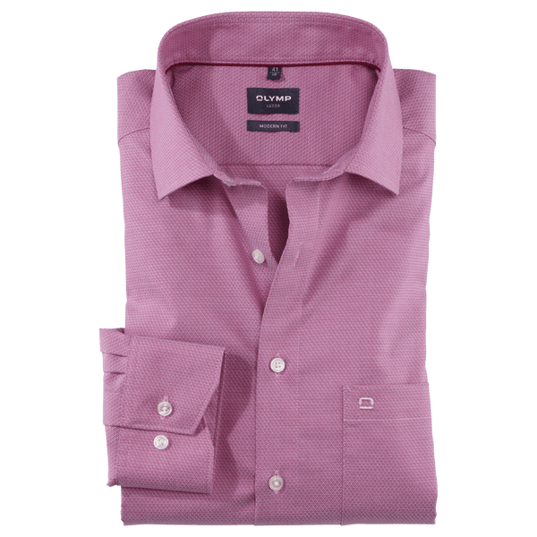 Olymp Textured Plain Long Sleeve Shirt
