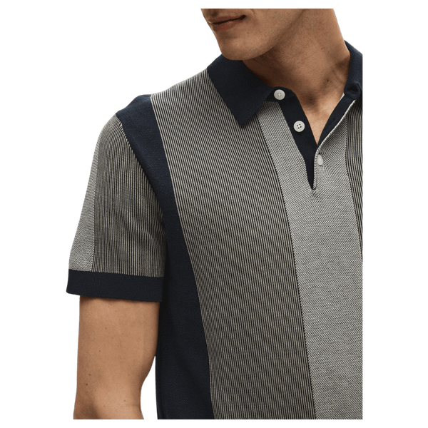 Selected Mattis Short Sleeve Knitted Stripe Polo Shirt for Men