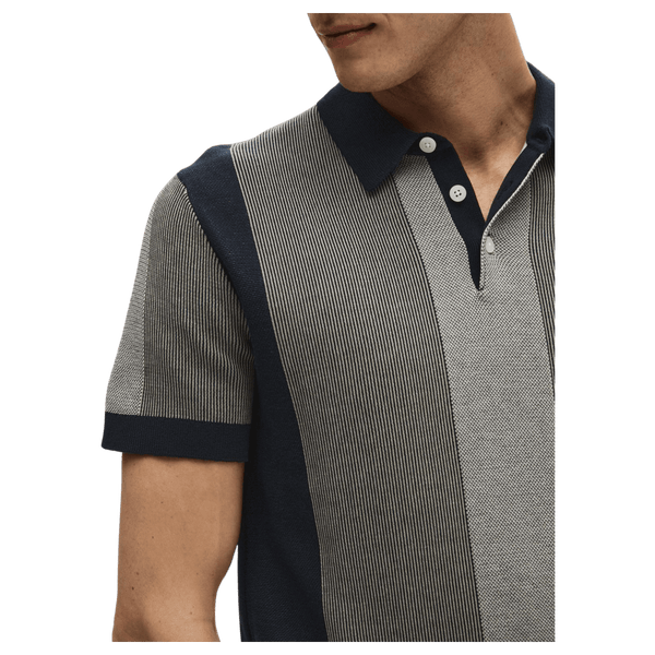 Selected Mattis Short Sleeve Knitted Stripe Polo Shirt