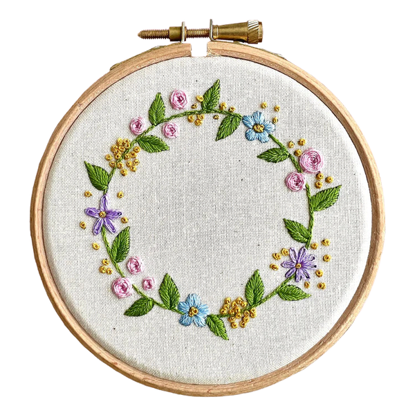 Wimperis Embroidery Floral Wreath Embroidery Mini Kit