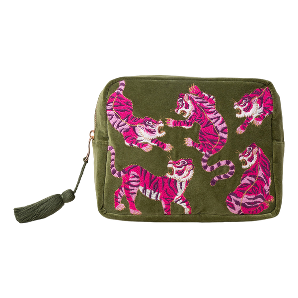 Elizabeth Scarlett Wild Tiger Velvet Wash Bag