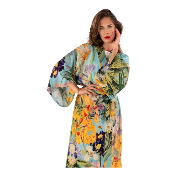 Powder Modal/cupro Long Kimono Gown