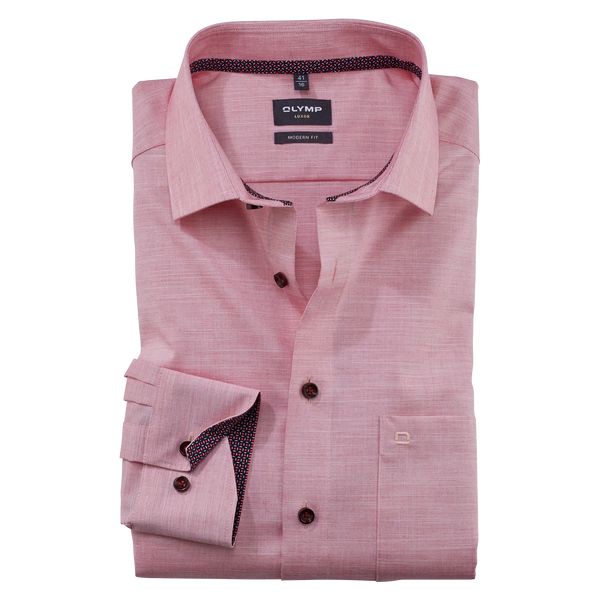 OLYMP Long Sleeve Plain Linen Look Shirt