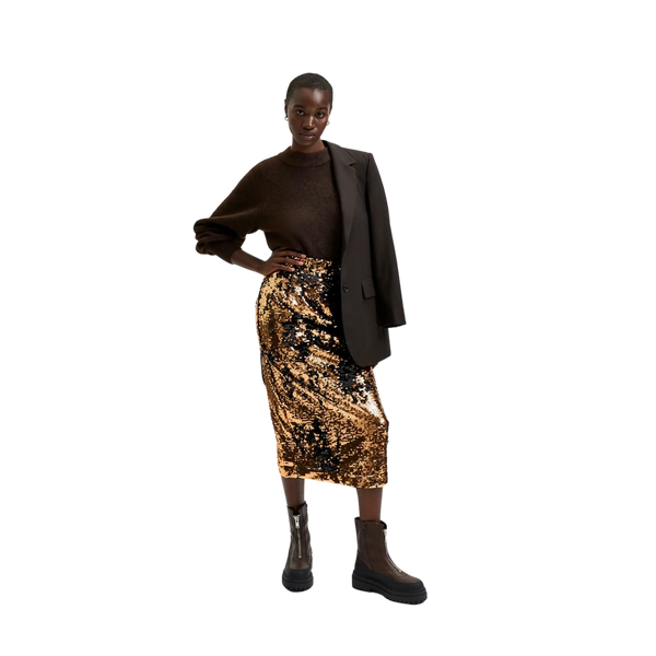 Selected Femme Sequin Slit Skirt