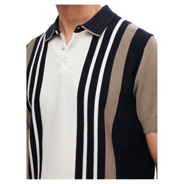 Selected Mattis Short Sleeve Stripe Knit Polo for Men
