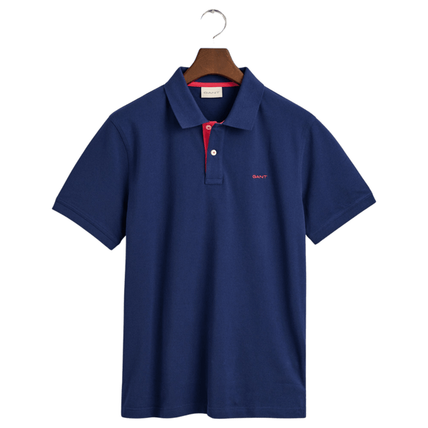 GANT Regular Fit Contrast Pique Short Sleeve Rugger Polo Shirt for Men