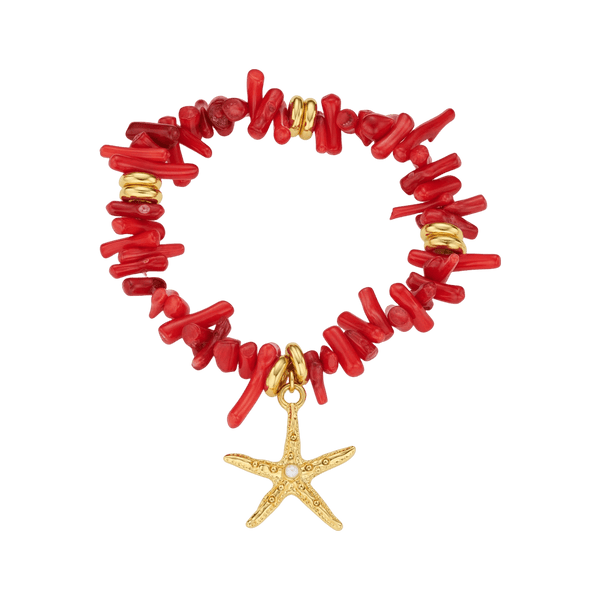 Orelia Jewellery Red Coral Chip & Starfish Bracelet
