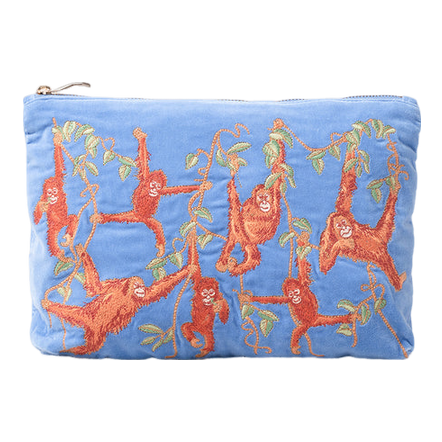 Elizabeth Scarlett Orangutans Velvet Everyday Pouch
