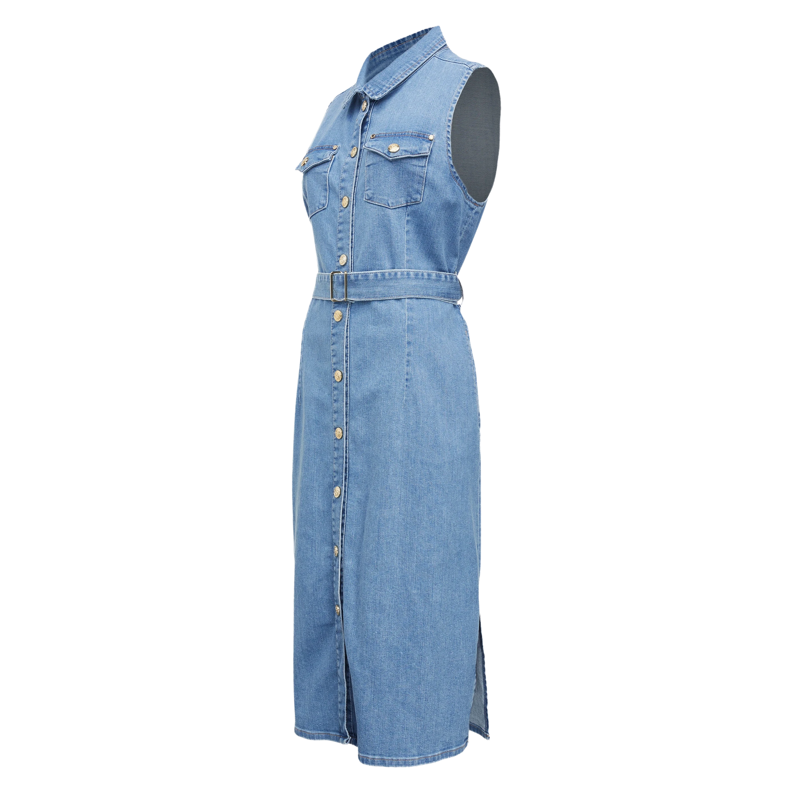 Holland Cooper Denim Sleeveless Shirt Dress For Women Coes