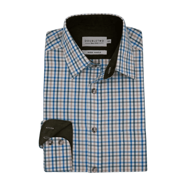 Double Two Brushed Cotton Check Long Sleeve Shirt