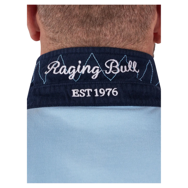 Raging Bull Cut & Sew Crest Short Sleeve Rugby Shirt for Men