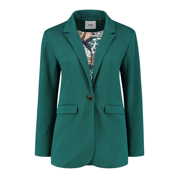 POM Amsterdam Sea Green Waffle Texture Blazer for Women