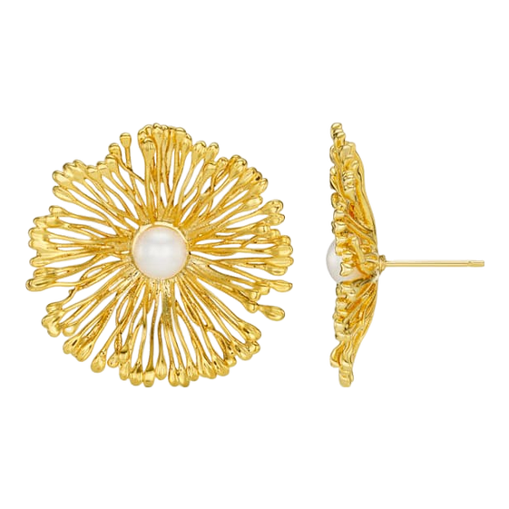 Orelia Jewellery Statement Flower & Pearl Stud Earring
