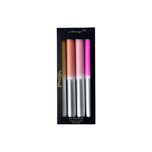 Pink Stories Dip Dye Silver Stormy Blizzard Candle - Pack of 4