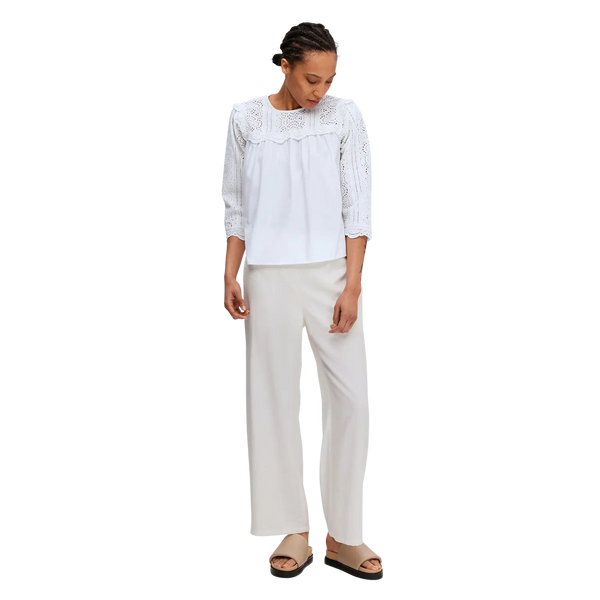 Selected Femme Violette Broderie Anglaise Blouse for Women