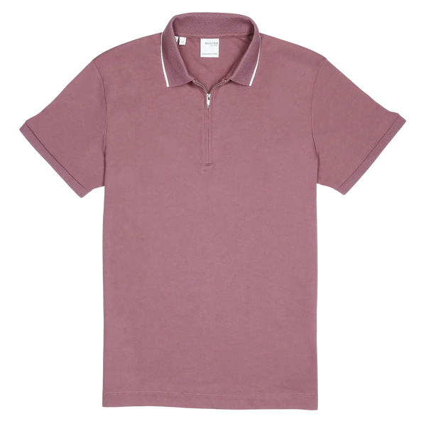 Selected Figo Zip Short Sleeve Polo for Men
