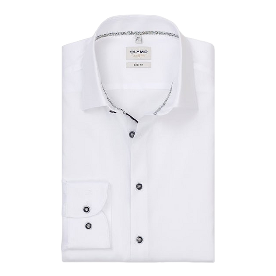 Olymp Body Fit Long Contrast Button Sleeve Shirt With Trim