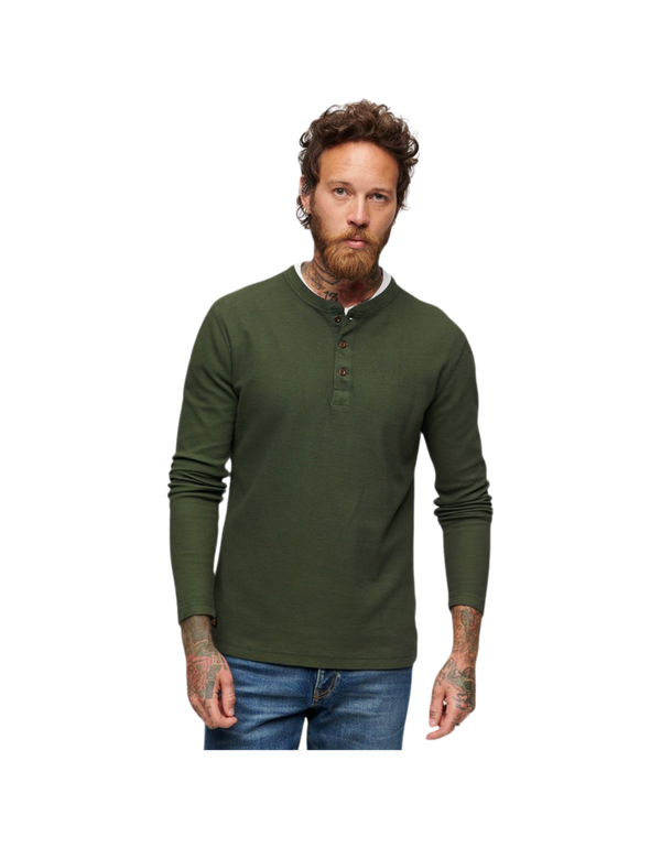 Superdry Waffle Long Sleeve Henley T-Shirt for Men