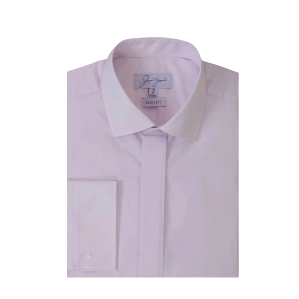 Plain Swept Collar Slim Fit Shirt for Men in Pink