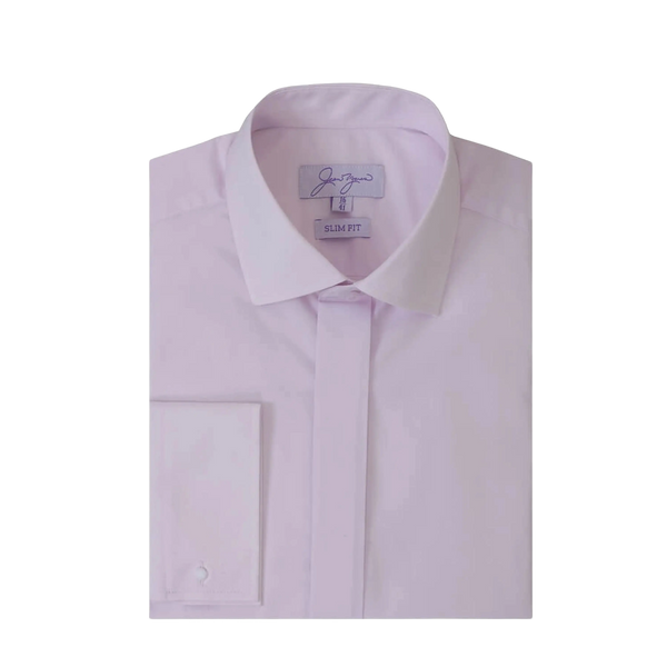 Plain Swept Collar Slim Fit Shirt in Pink