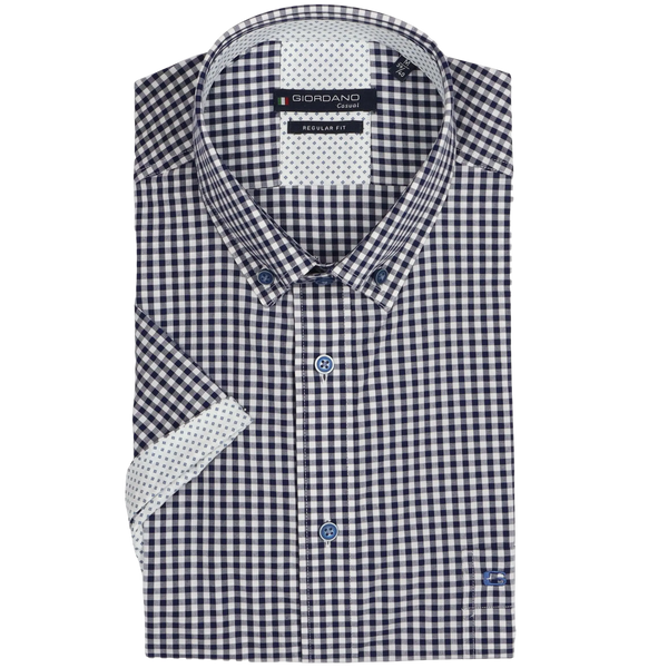Giordano Short Sleeve Button Down Check Shirt for Men
