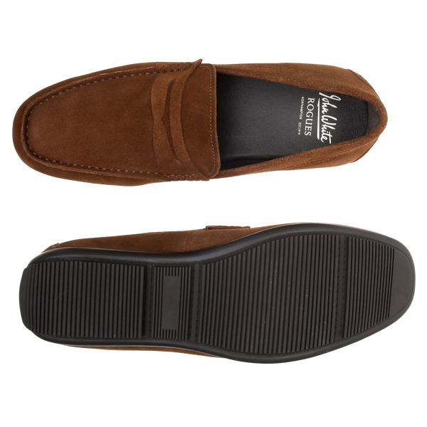 John White Monaco Suede Penny Driver Moccasin Loafer Shoe