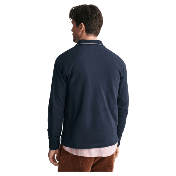 GANT Textured Collar Long Sleeve Polo Shirt