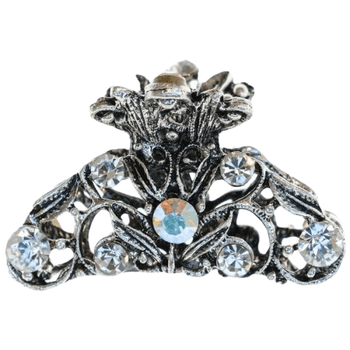 Rosie Fox Elegant Silver Crystal Jaw Clip