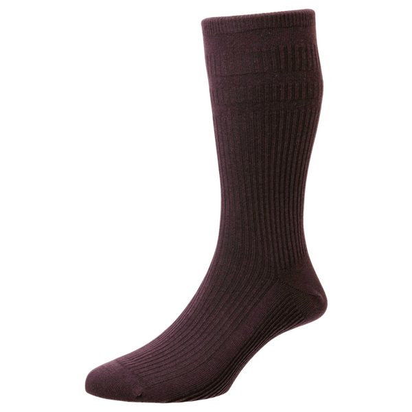 HJ Hall HJ91 Soft Top Socks for Men in Damson