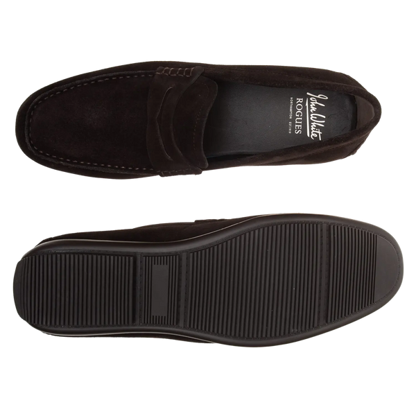 John White Monaco Suede Penny Driver Moccasin Loafer Shoe