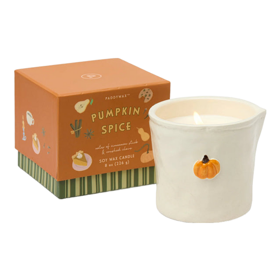 Bistro 8oz White Ceramic Pumpkin Candle With Box