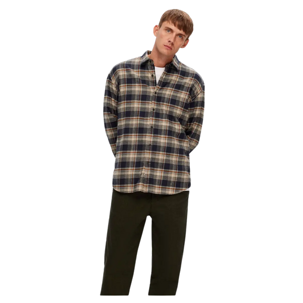 Selected Owen Checked Long Sleeve Flannel Shirt for Men